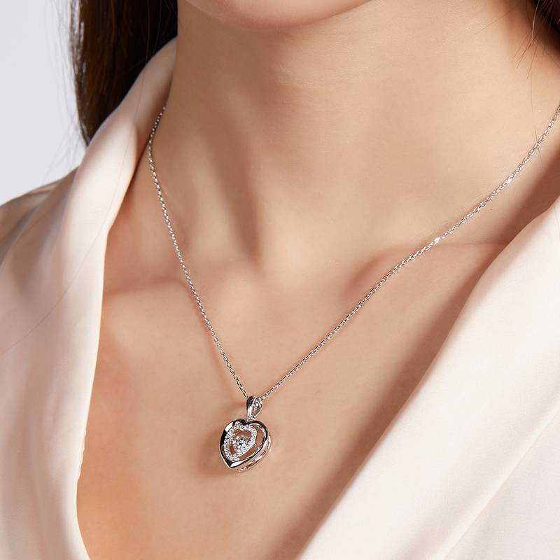 Dynamic and Heartwarming S925 Silver Plated Platinum Moissanite Diamond Necklace 50 Points D-Class